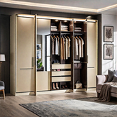 Trueliving 4 Door Walk-in Designer wardrobe Laminated Finish & PU Finish (6Ft *2Ft *9Ft -1828.8MM X 609MM X 2743.2MM)